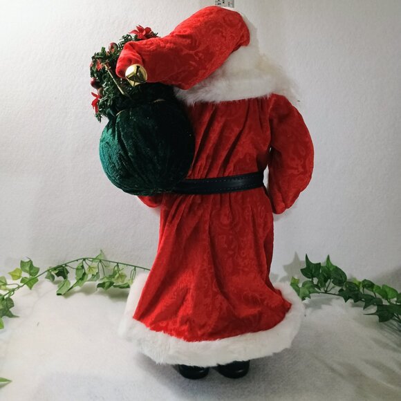 EUC: Vintage Santa Claus approx 17 in Red & Green Hand Porcelain Collectible - Picture 2 of 9